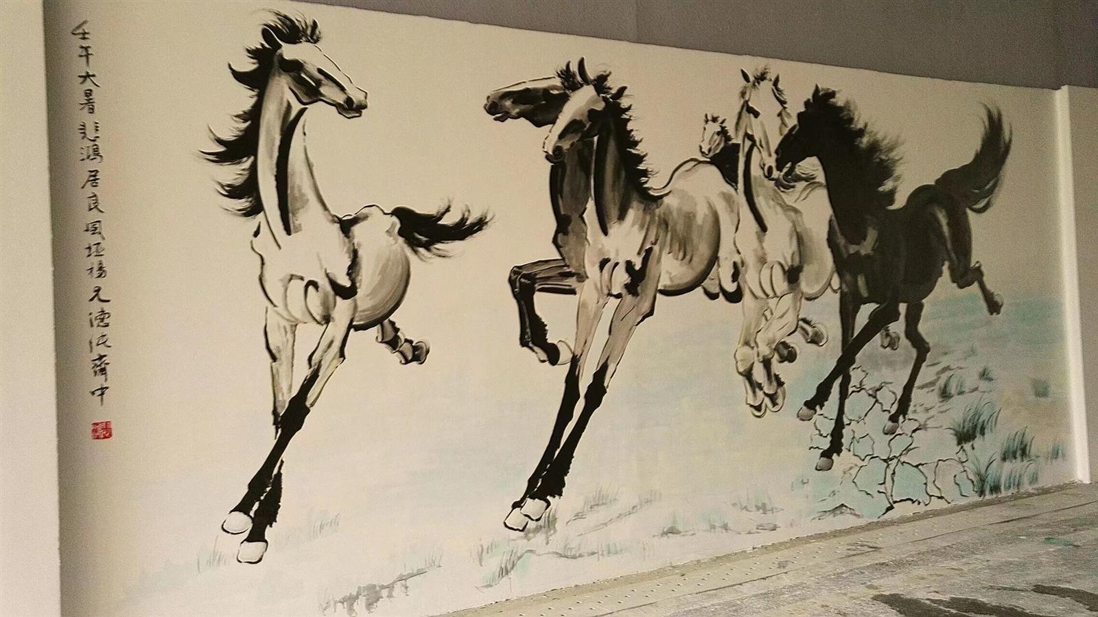 室内马主题壁画
