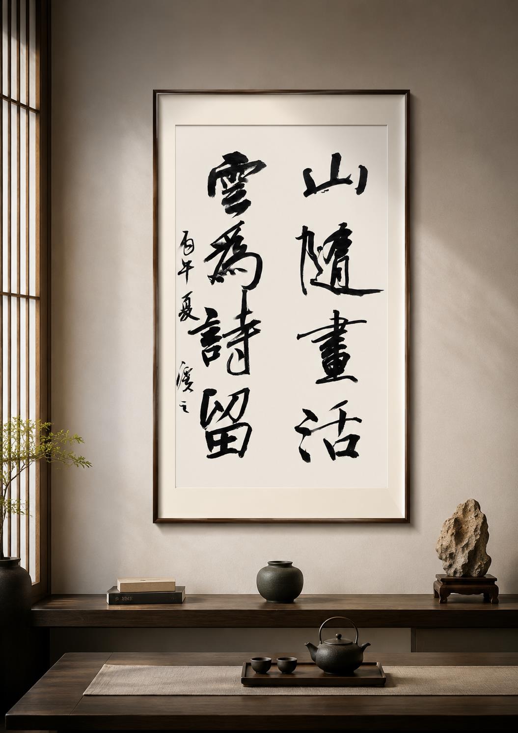 山随画活云为诗留书法装裱空间