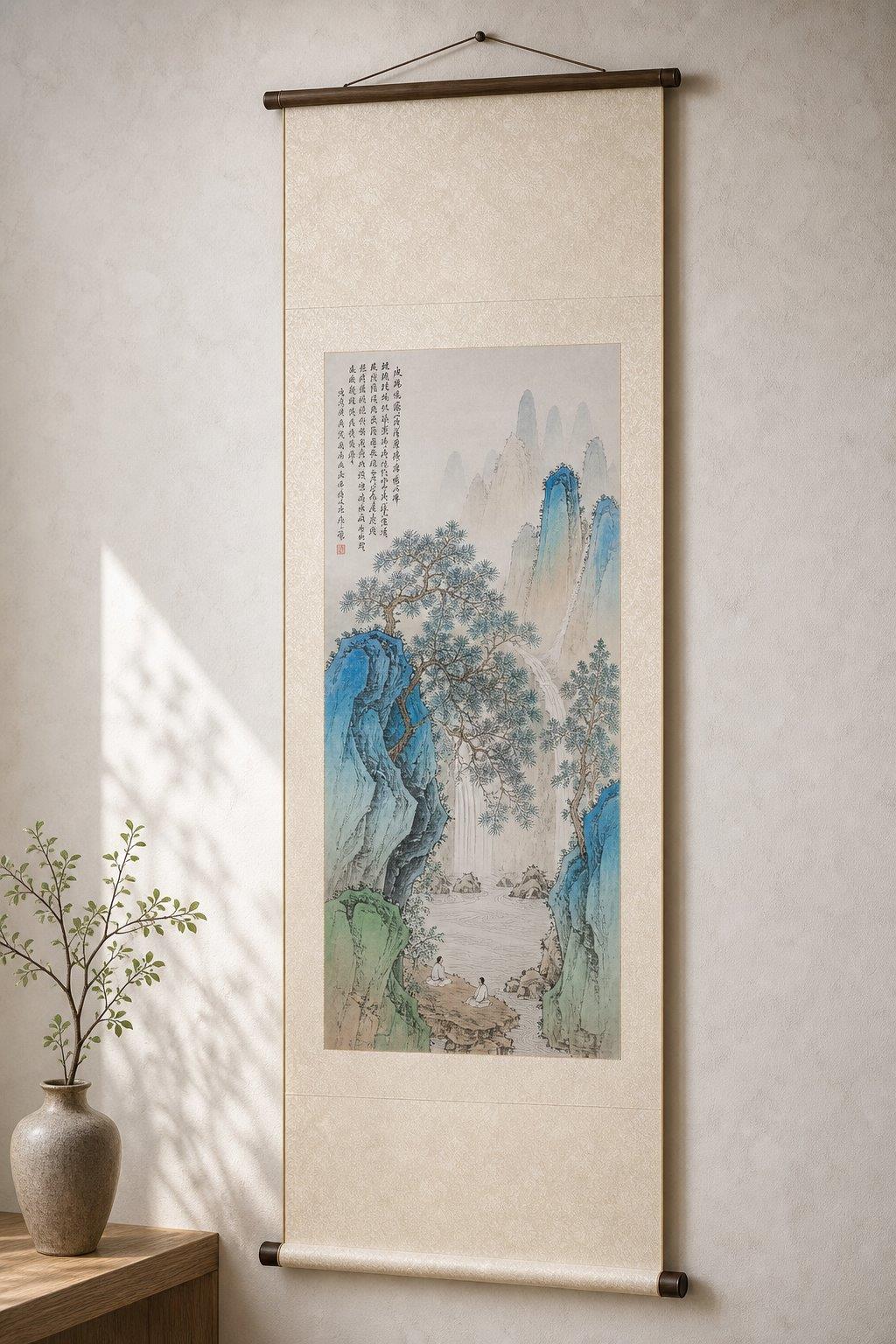 完整水墨挂轴空间效果